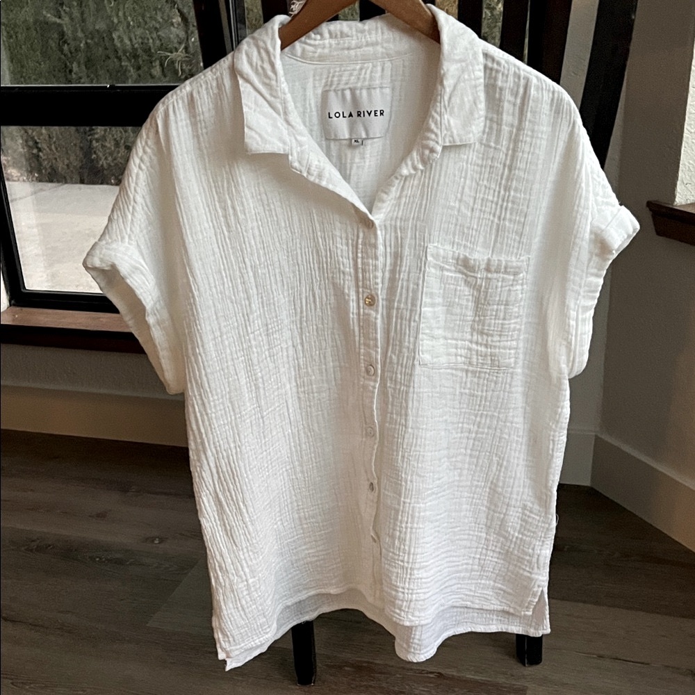 Lola River Women's White Button Down Shirt